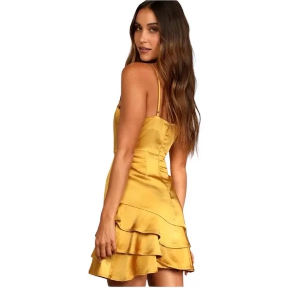 Lulu's Gold Ruffled Mini Dress - Picture 6 of 7